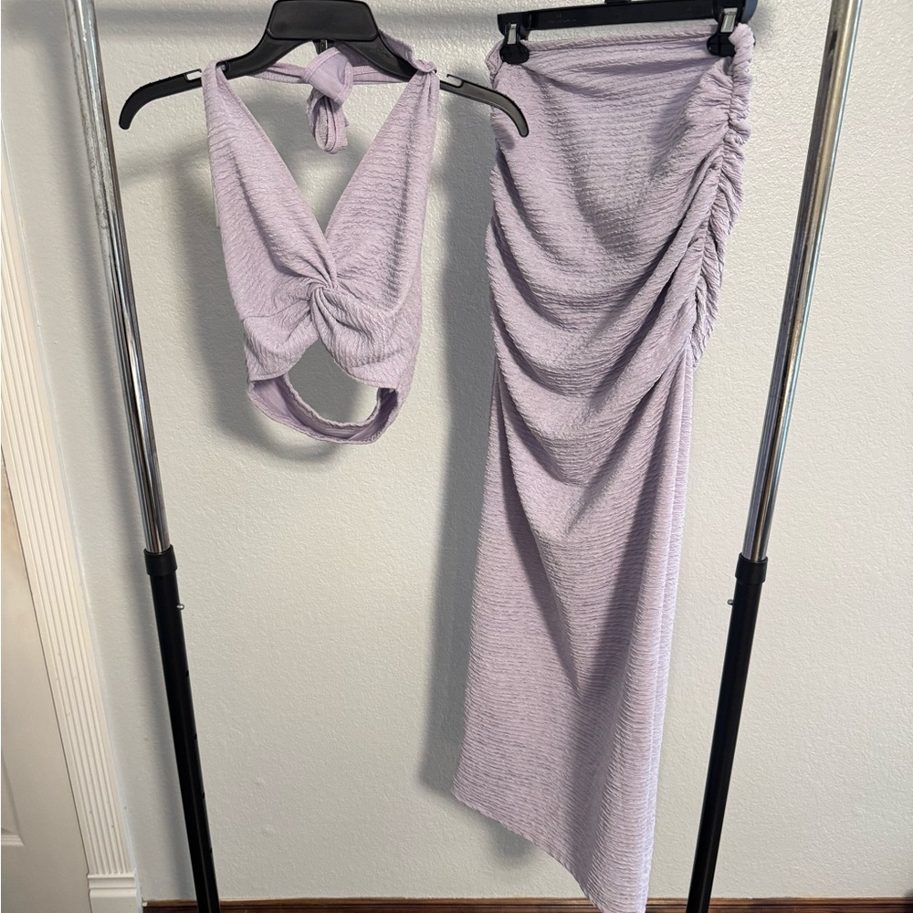 SHEIN Lavender Ruched Skirt Set